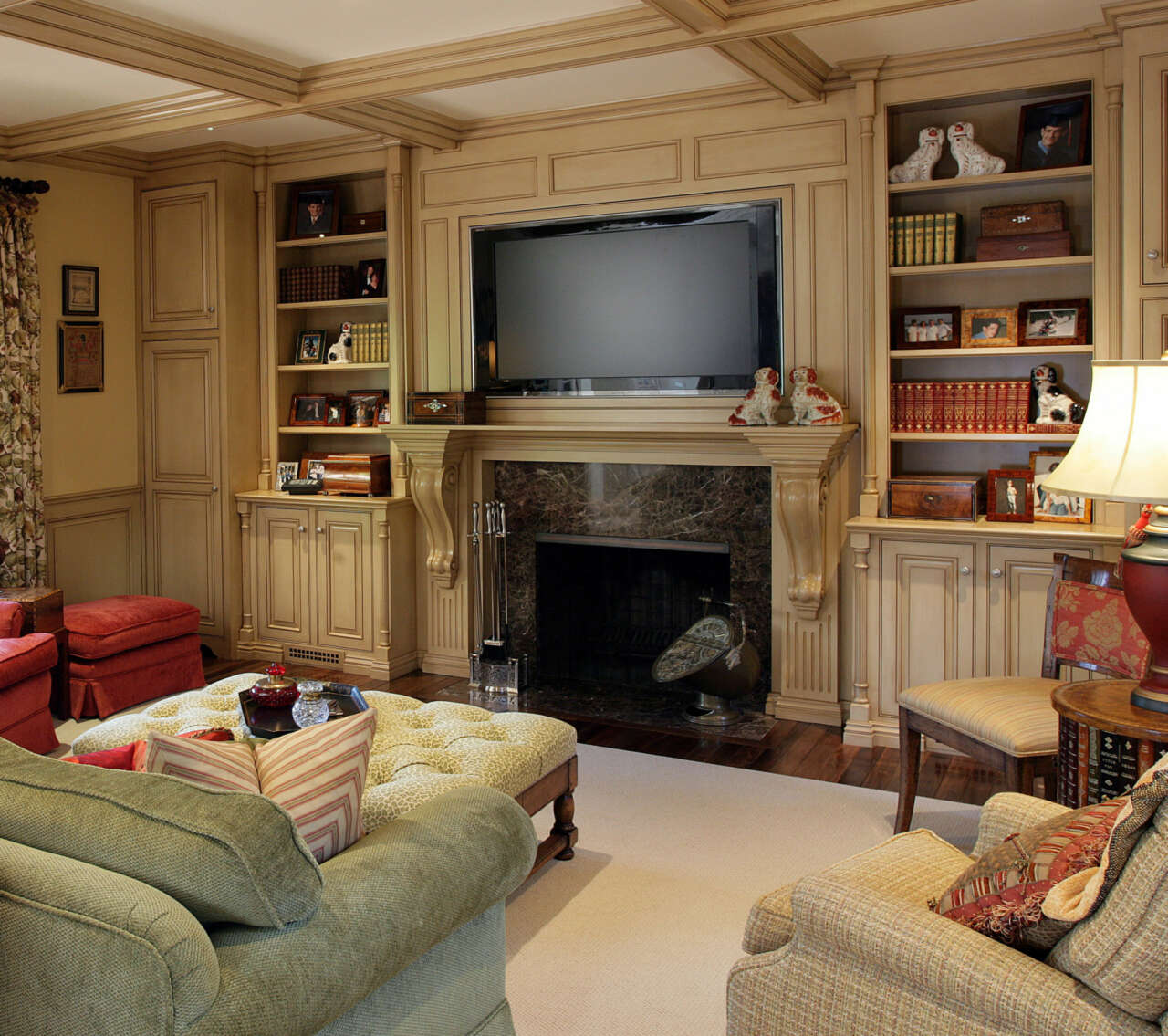 Fireplace adorned with corbels