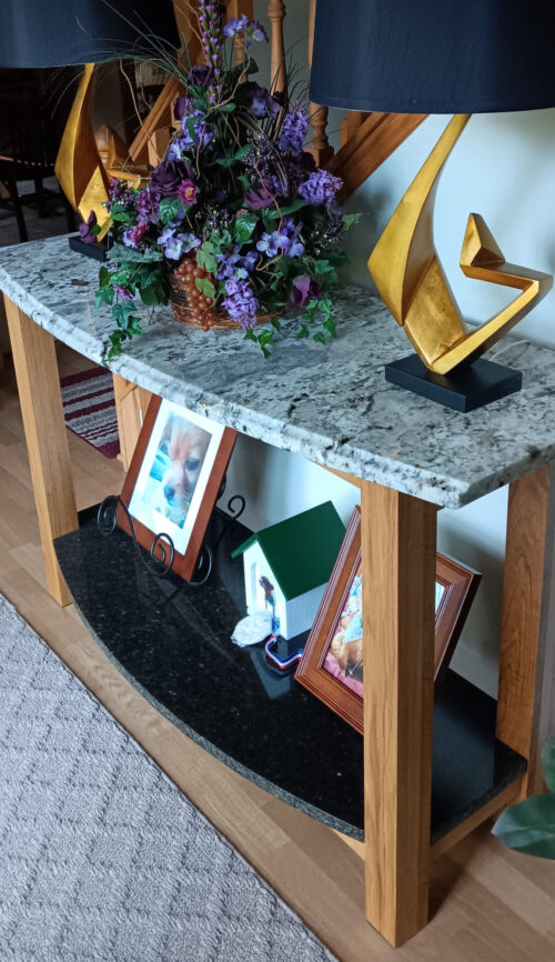 Osborne Wood | Entry Table Blends Square Legs and Curved Stone for a…