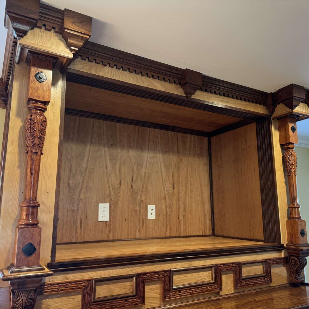 Fireplace with cherry wood components