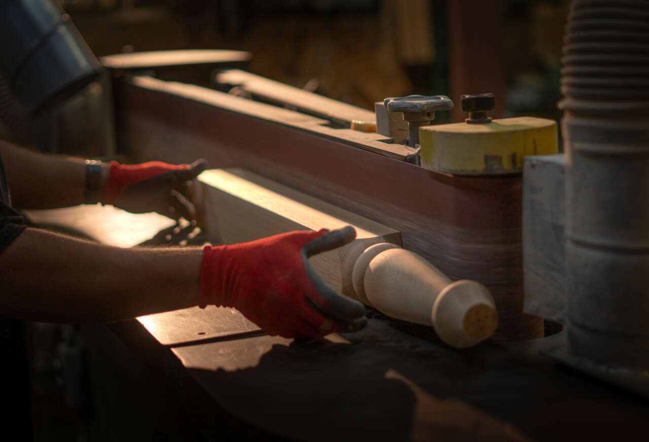 Sanding a Wooden Leg