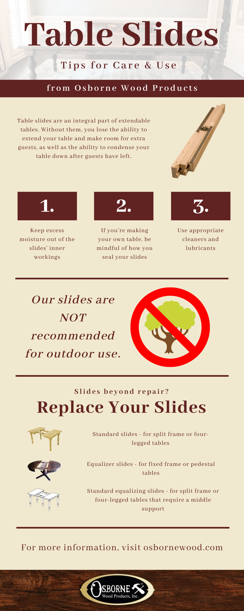 Osborne Wood | Tips for Caring for Wooden Table Slides