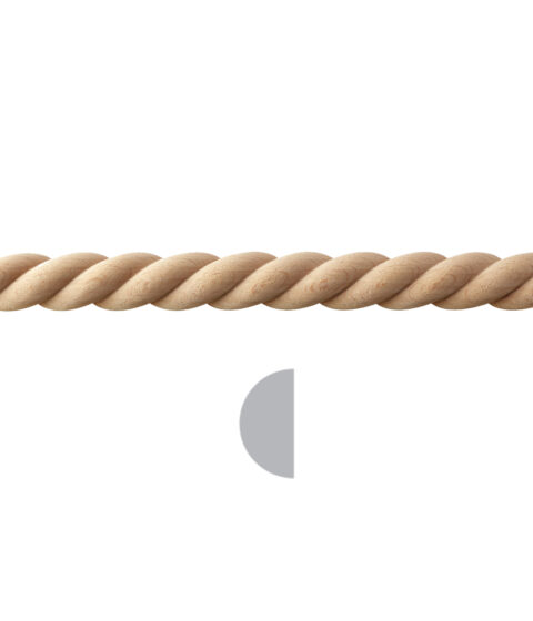 1 3/4" x 1" Half Round Rope Moulding
