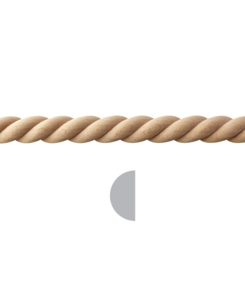 1" x 1/2" Half Round Rope Moulding
