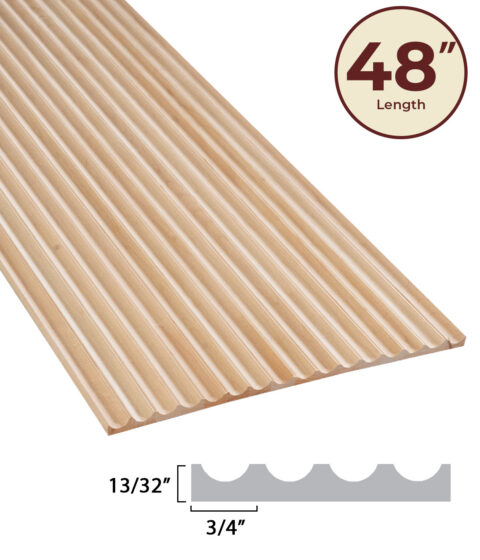 3/4" Concave Wooden Decorative Flexible Tambour Panel (48" Length)