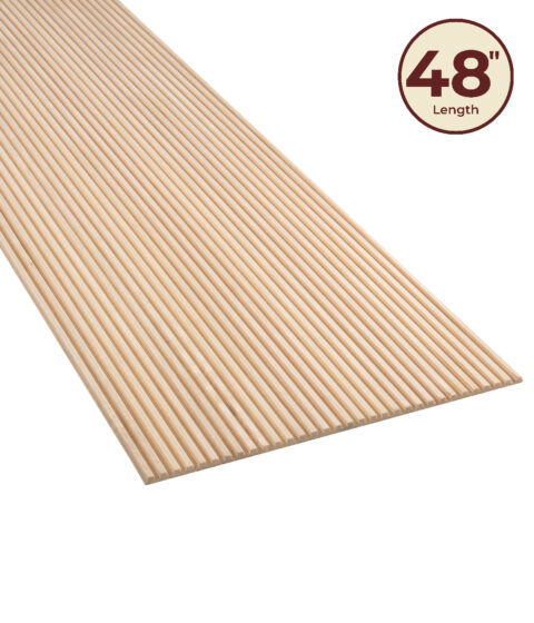 3/4" Double Square Fluted Wooden Decorative Flexible Tambour Panel (48" Length)