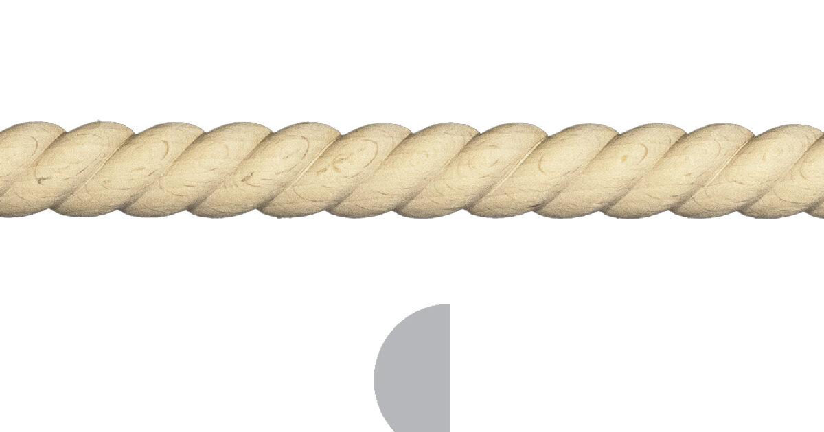 Osborne Wood | Half Round Rope Moulding - 8 ft. Stick