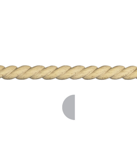 21/32" x 9/32" Half Round Rope Moulding