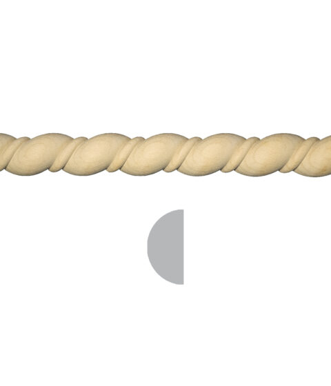 1 9/16" x 3/4" Beaded Rope Moulding