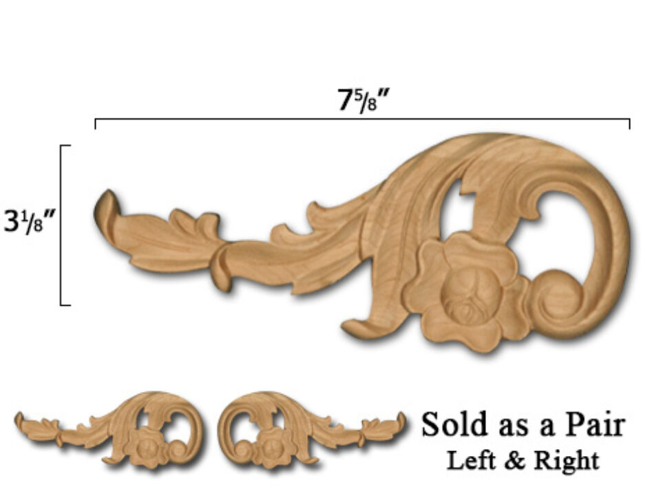 Osborne Wood | Medium Floral Scrolls, Left and Right Pair