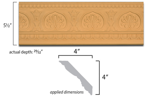 5 1/2" x 29/32" Flower & Urn Crown Moulding