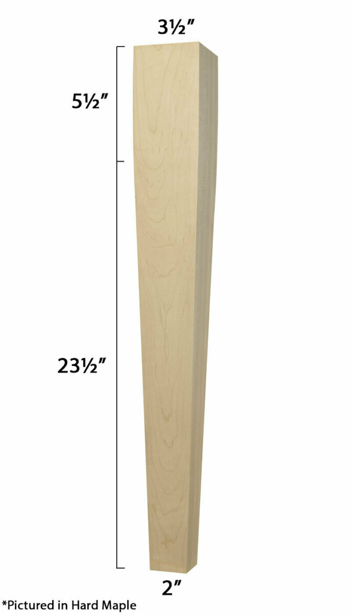 tapered 4x4 table leg with 45-degree bevel cut for folding table