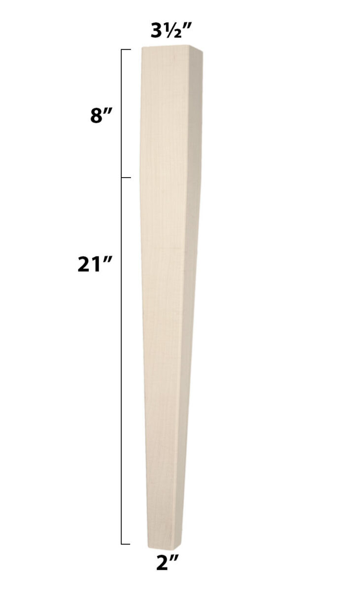 Four Sided Tapered Kitchen Island Leg with Rounded Edges - Thumbnail 2