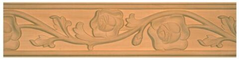 4" x 3/4" Rose Carved Chair Rail