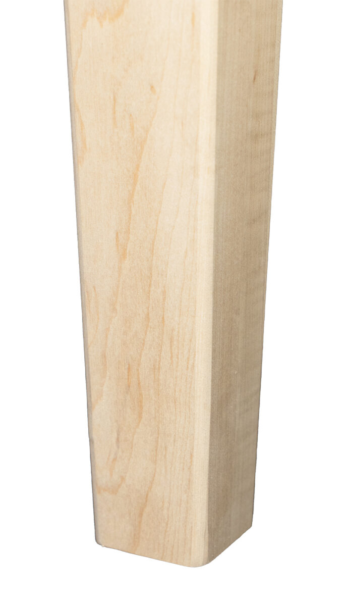 tapered wooden legs on folding table with decorative edge banding